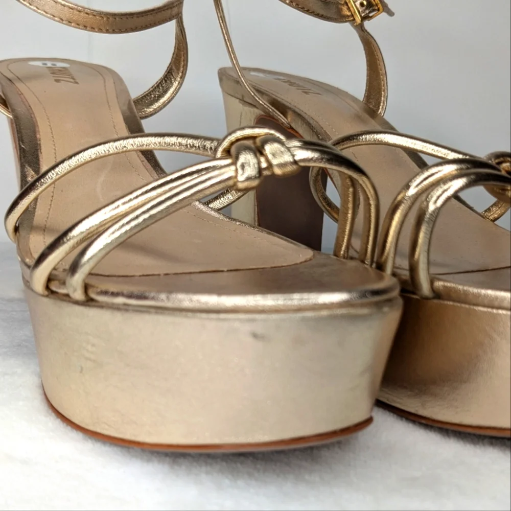 SCHUTZ Gold Kelsie Platform Sandals